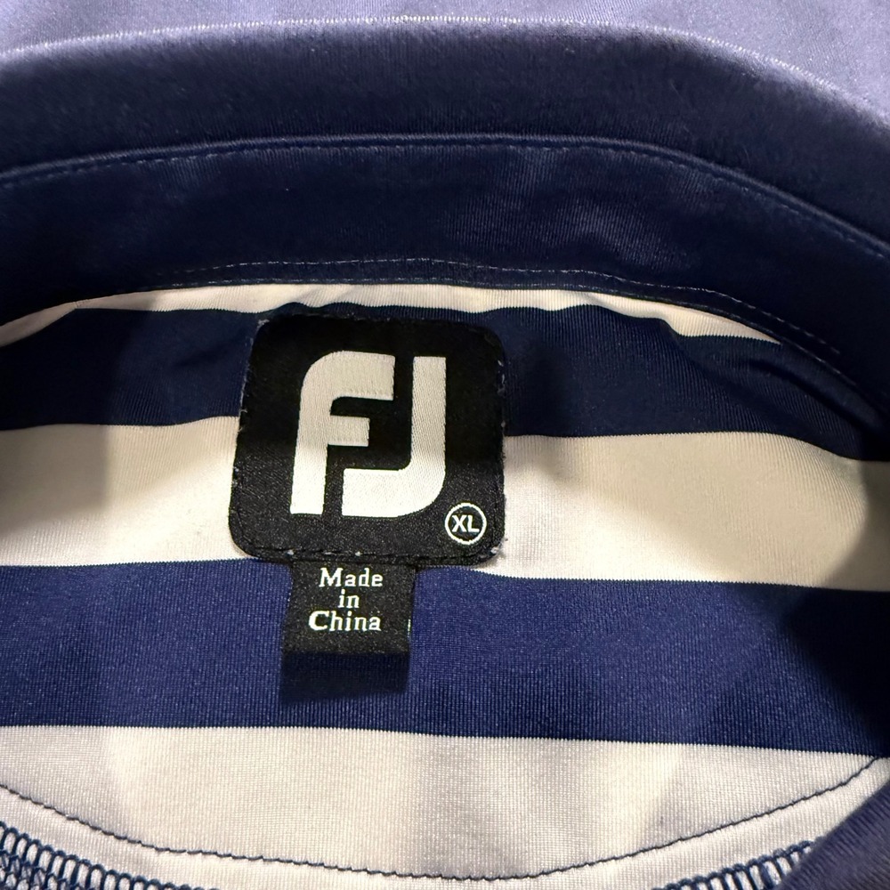FootJoy FJ Golf Polo Shirt Mens XL Blue White Stripe Short‎ Sleeve Performance - Picture 5 of 5